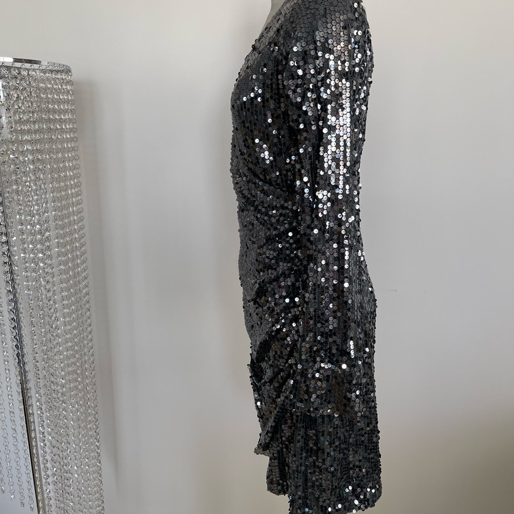 Hale Bob Glittering Black Sequin Mini Dress - Picture 9 of 10